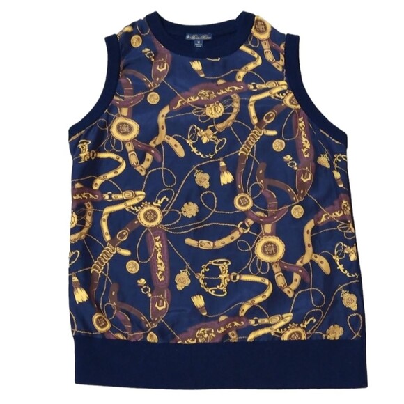 Brooks Brothers Equestrian Wool Silk Mixed-Media Rope Print Pullover Vest - Picture 7 of 7